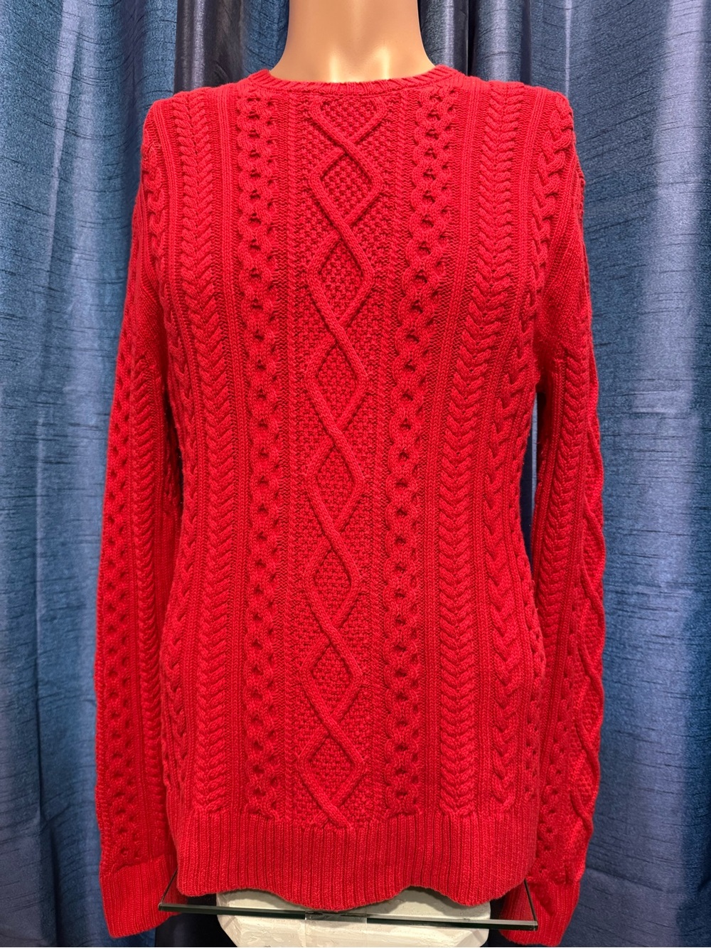 Amazon Essentials Red Cable Knit Crewneck Sweater